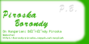 piroska borondy business card